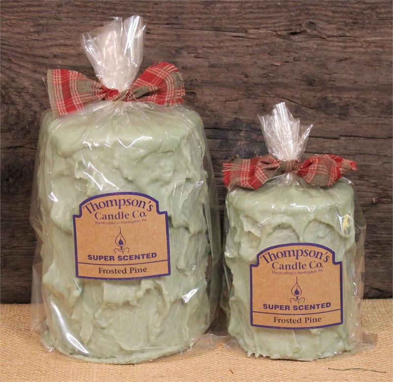 Frosted Pine Pillar Candles